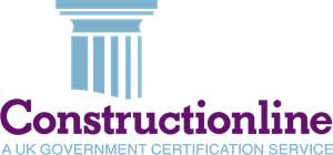Constructionline accreditation logo with 'UK GOVERNMENT CERTIFICATION SERVICE' written underneath.